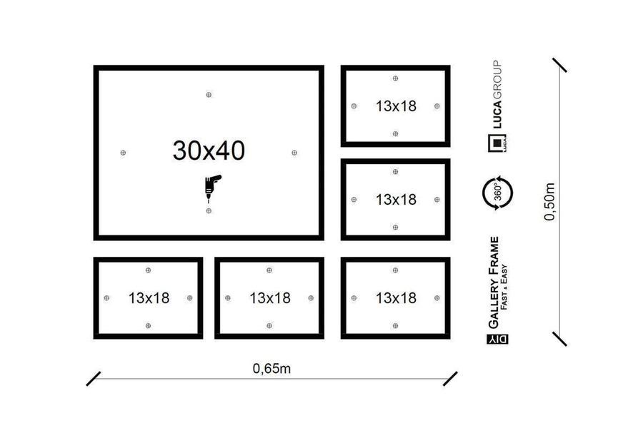 Galeria ścienna PINIA 3 GF0002. Zestaw brązowych ramek na ścianę