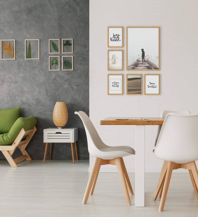 Galeria ścienna PINIA 00 GF0002. Zestaw dębowych ramek na ścianę