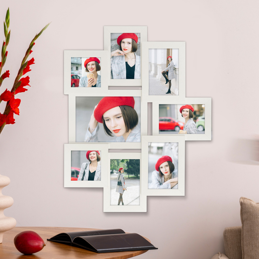 Multirama biała MULTI  HEN 1 na 8 zdjęć ramka na zdjęcia