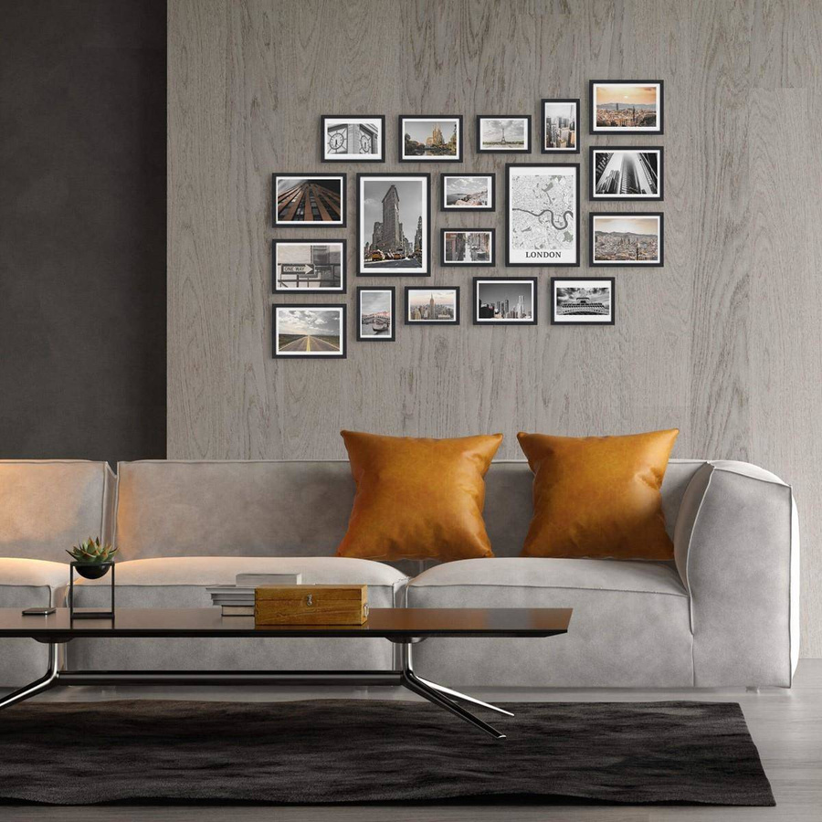 Galeria ścienna PINIA 2 GF0006. Zestaw czarnych ramek na ścianę