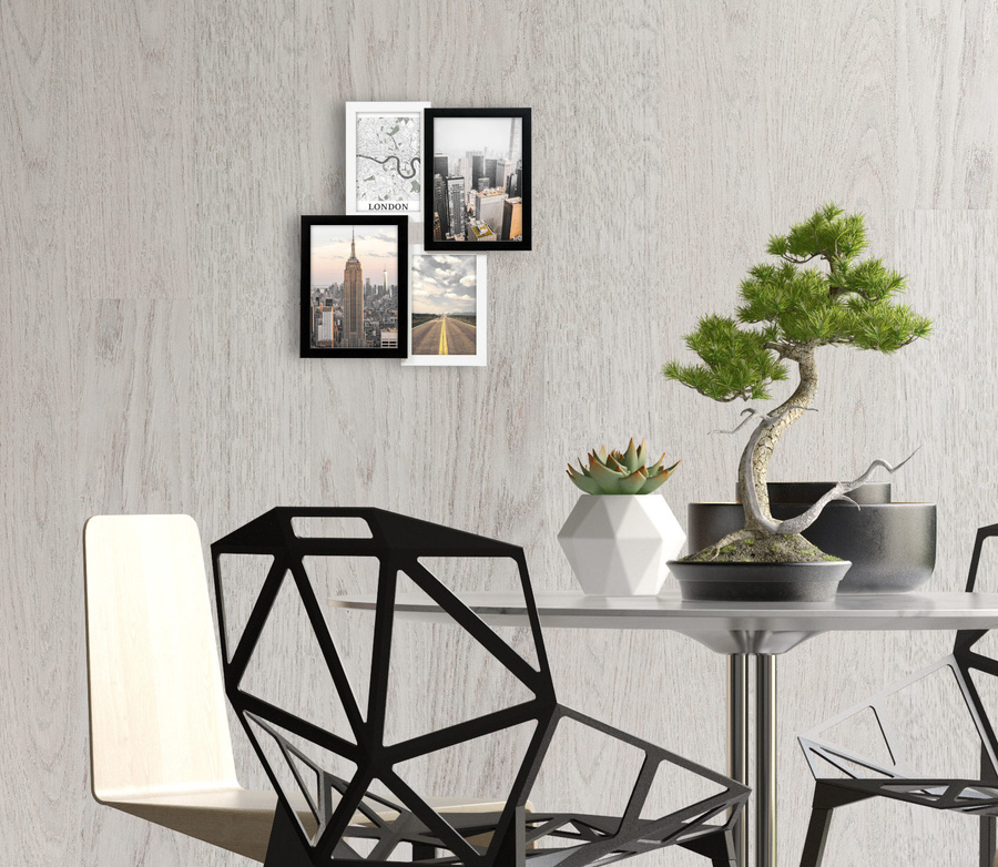 Multirama drewniana Black & White 42, zestaw ramek 2 X 10x15 cm, 2 X 13x18 cm - czarno-biała