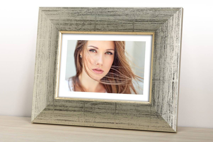 Ramka drewniana ZARA 2177, nowoczesna fotoramka na zdjęcia, plakaty lub obrazy - kolor srebrny