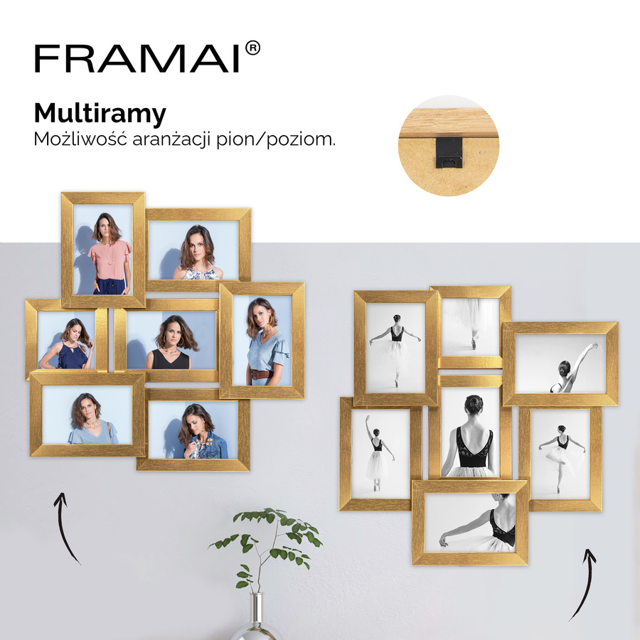 Multirama złota MULTI HEN Z na 7 zdjęć ramka na zdjęcia