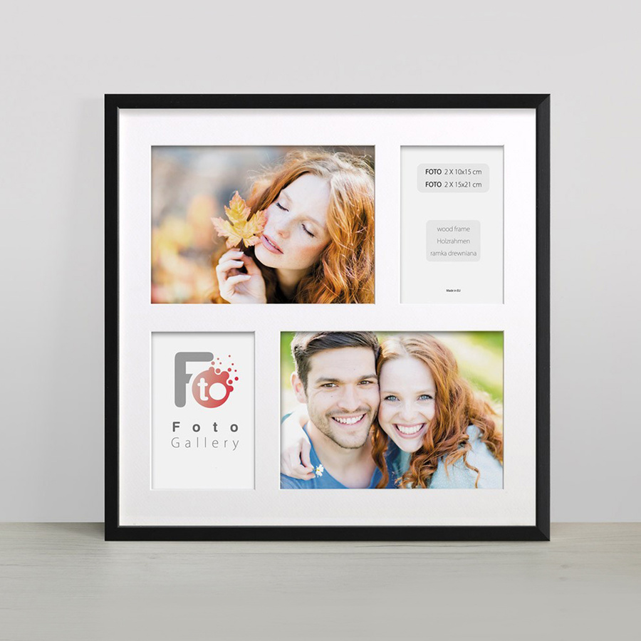 Ramka drewniana galeria passe-partout Black 39x39 - kolor czarny