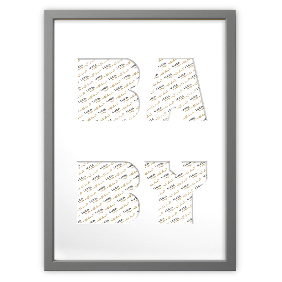 Ramka na zdjęcia BABY szara. Ramka z passe partout o rozmiarze 30x40 cm