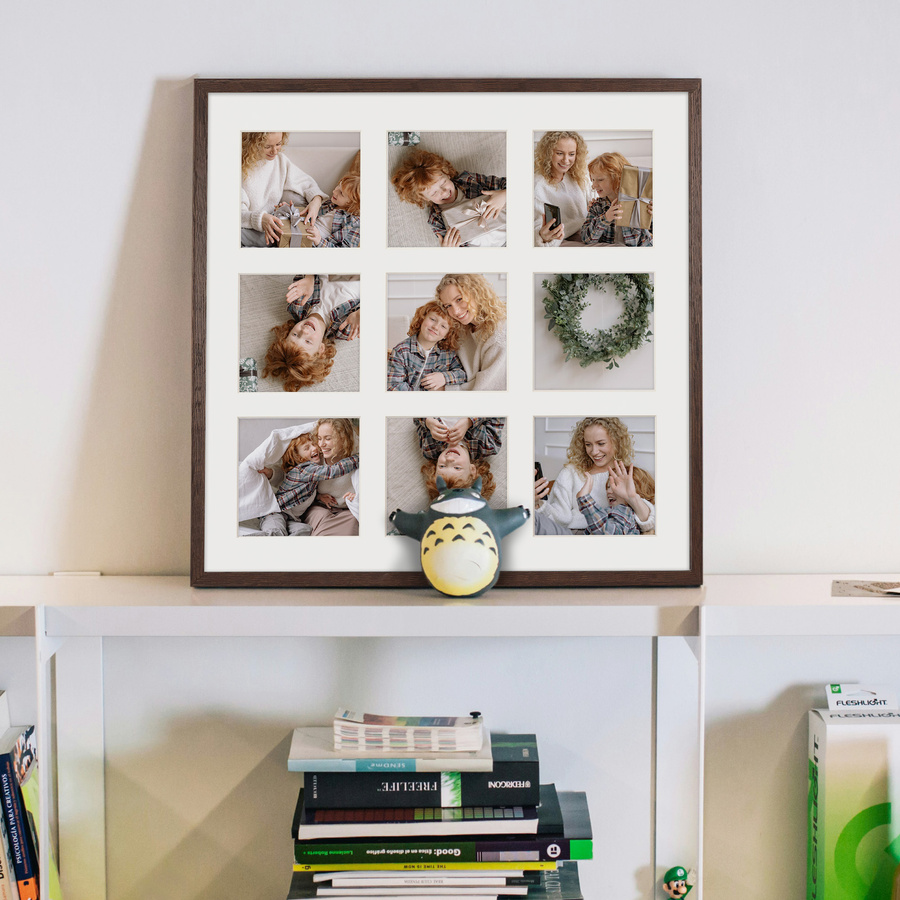 Foto galeria 40x40 cm na 9 zdjęć o wymiarach 10x10 cm brązowa