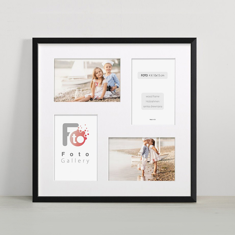 Ramka drewniana galeria passe-partout Black 34x34 - kolor czarny