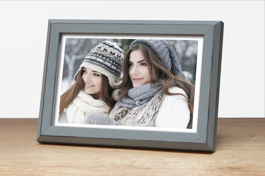 Ramka drewniana MARINA 2791, nowoczesna fotoramka na zdjęcia, plakaty lub rysunki - kolor szary, przetarcia