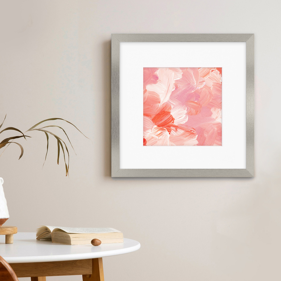 Srebrna ramka z passe partout na zdjęcia w rozmiarze 30x30 cm z okienkiem passe partout 20x20 cm