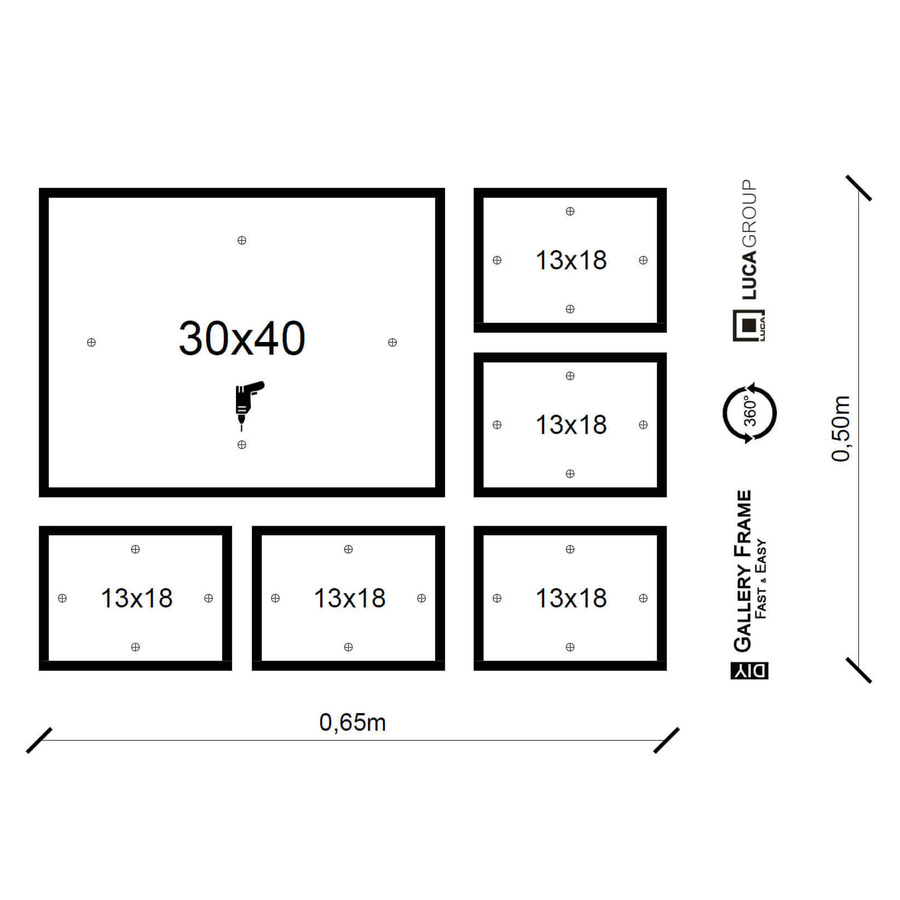 Galeria ścienna PRESTO 3 GF0002. Zestaw naturalnych ramek na ścianę