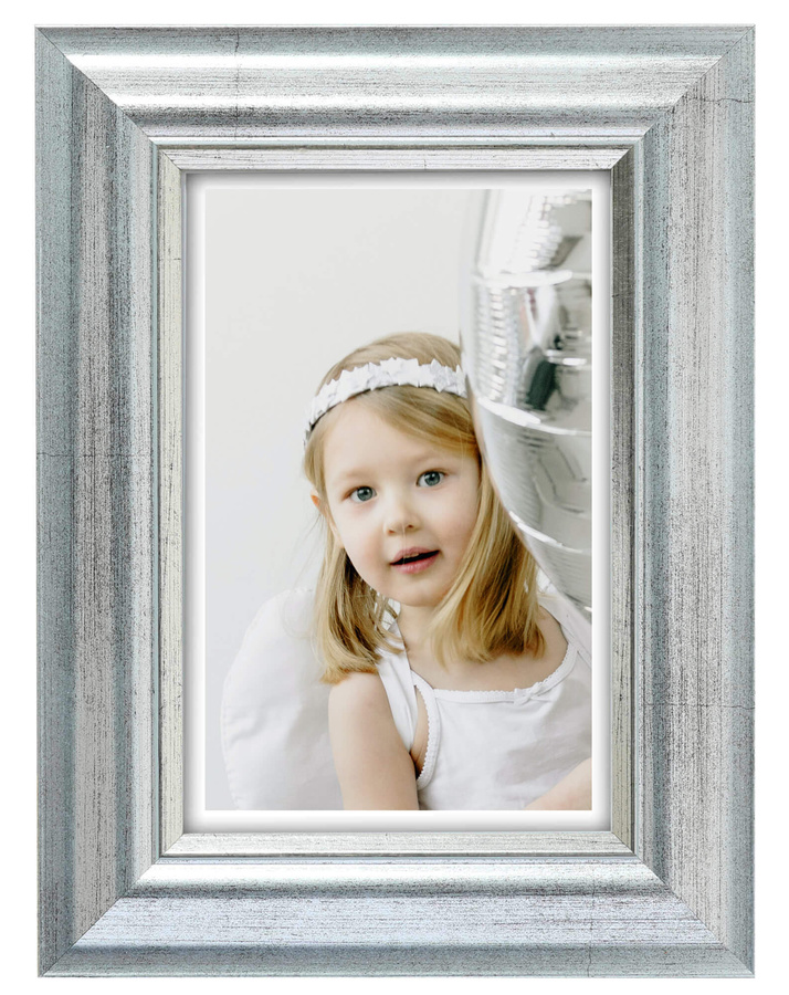 Ramka drewniana VIESTE 2076, szlachetna fotoramka na zdjęcia, plakaty lub obrazy - kolor srebrny