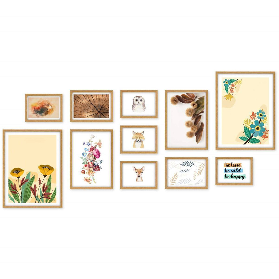 Galeria ścienna PINIA 00 GF0005. Zestaw dębowych ramek na ścianę