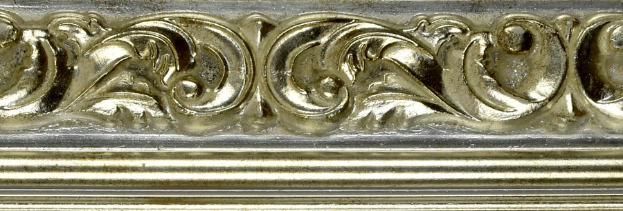 Rama do obrazów, zdjęć oraz luster na wymiar LUCA #2556. Szlachetna z ornamentem, drewniana oprawa - kolor ciepłe srebro