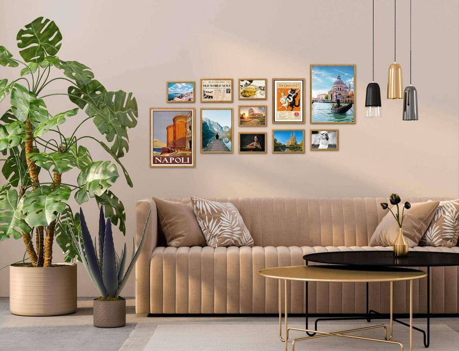 Galeria ścienna PRESTO 3 GF0005. Zestaw naturalnych ramek na ścianę