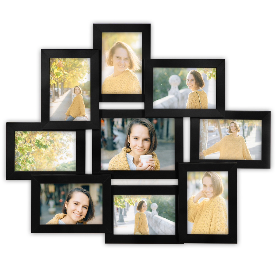 Multirama w czarnym kolorze MULTI  HEN 2 na 9 zdjęć ramka na zdjęcia