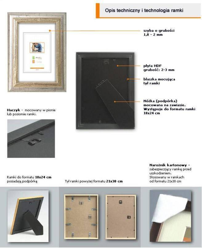 Ramka drewniana FARA 2054, szlachetna fotoramka na zdjęcia, plakaty lub obrazy - kolor srebrny