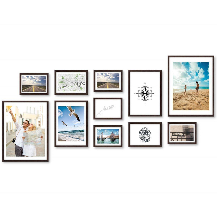 Galeria ścienna PINIA 4 GF0005. Zestaw brązowych ramek na ścianę