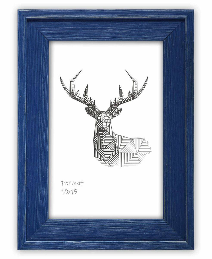 Ramka drewniana RIVOLI 2963, nowoczesna fotoramka na zdjęcia, plakaty lub rysunki - kolor niebieski przetarcia