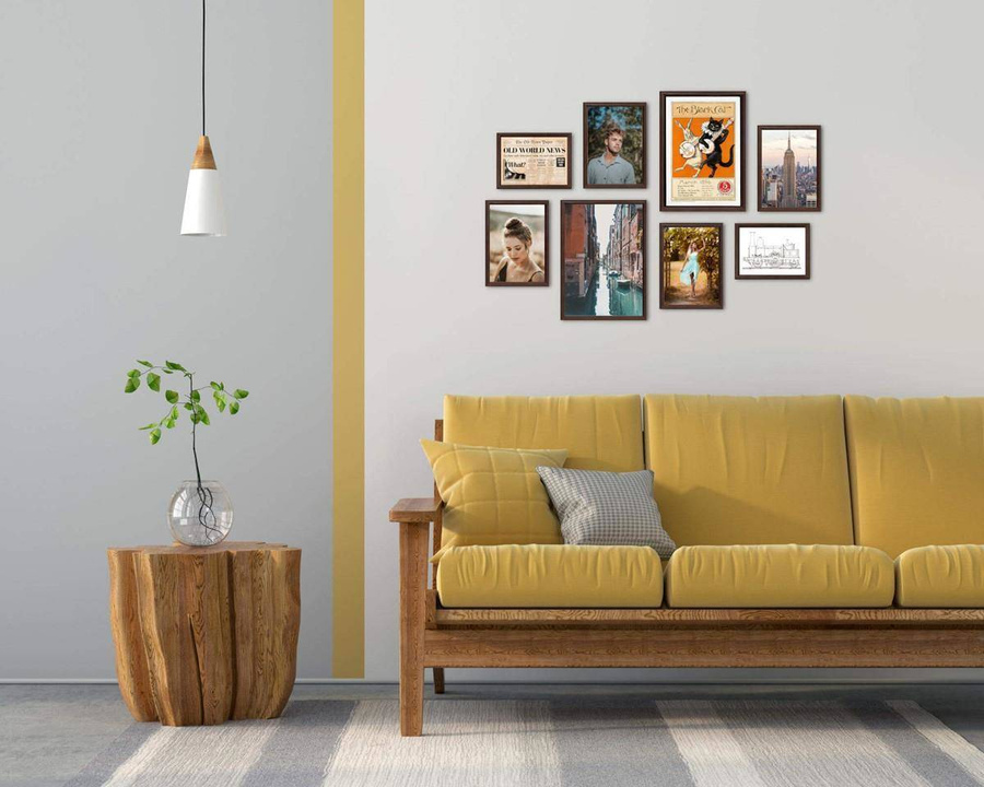 Galeria ścienna PRESTO 44 GF0007. Zestaw brązowych ramek na ścianę