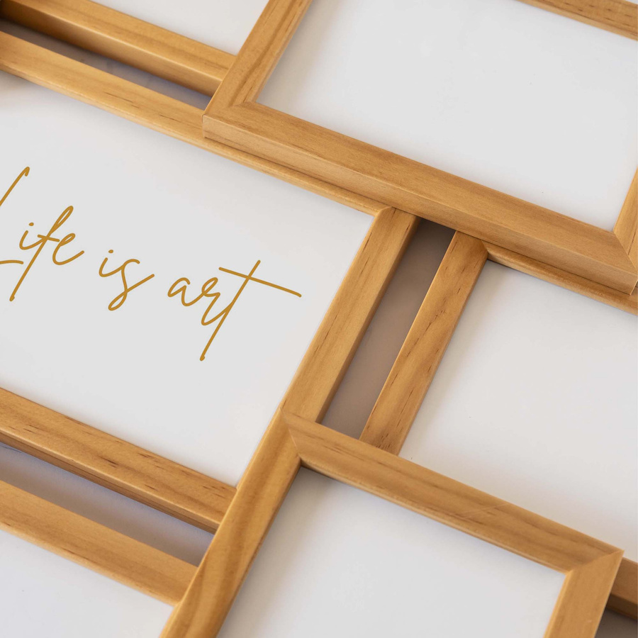 Multirama drewniana Natural 91, zestaw ramek 8 X 10x15 cm, 1 X 13x18 cm - naturalna