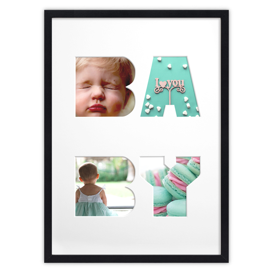 Ramka na zdjęcia BABY czarna. Ramka z passe partout o rozmiarze 30x40 cm