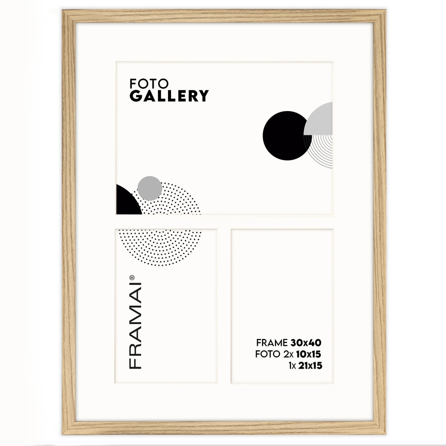 Foto galeria 30x40 cm na 3 zdjęcia o wymiarach 10x15 cm 15x21 cm kolor dębowy
