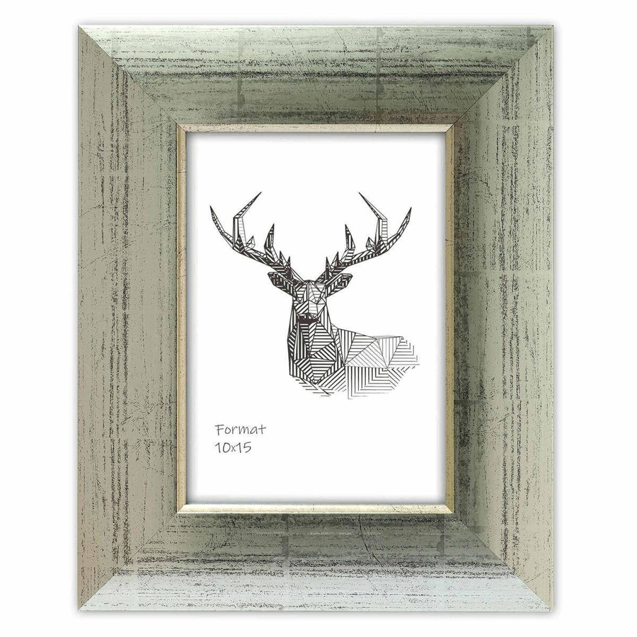 Ramka drewniana ZARA 2177, nowoczesna fotoramka na zdjęcia, plakaty lub obrazy - kolor srebrny