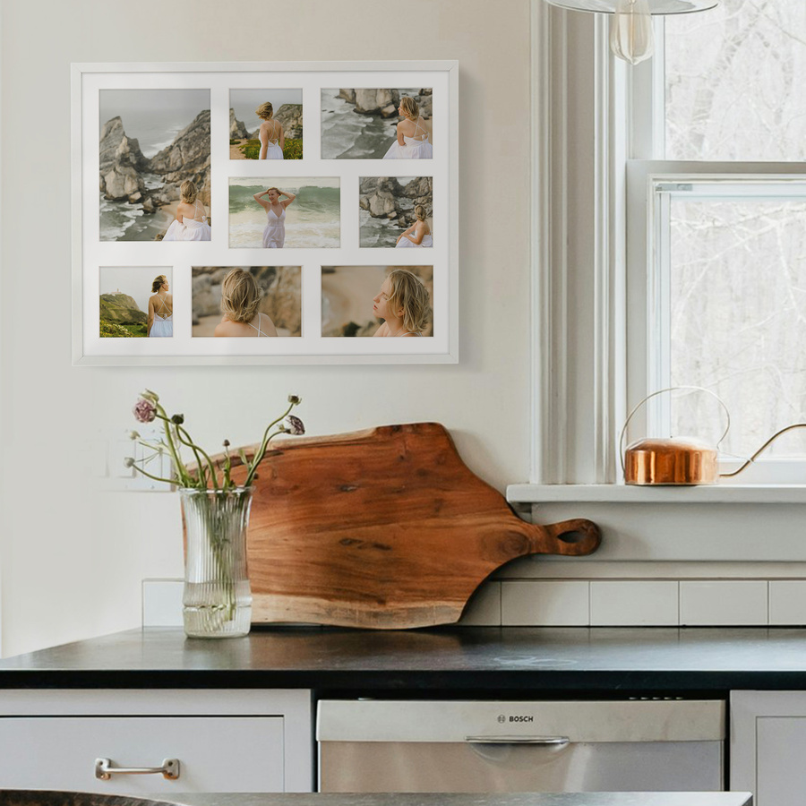 Foto galeria 40x50 cm na 8 zdjęć o wymiarach 10x10 cm 10x15 cm 15x21 cm biała