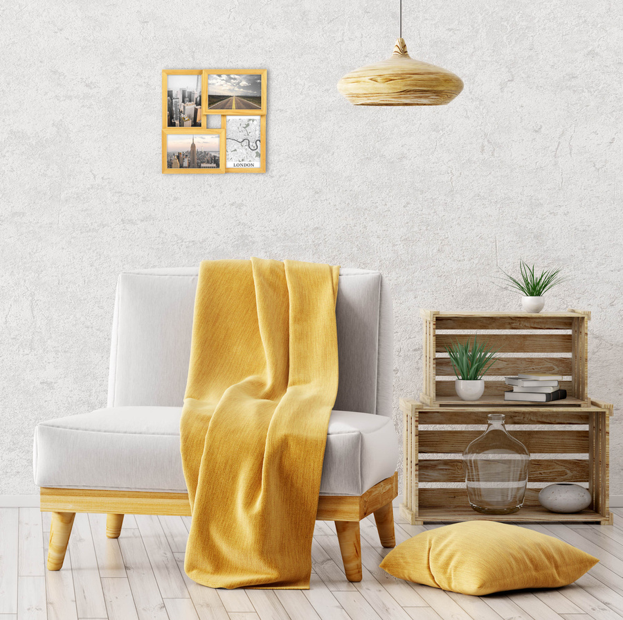 Multirama drewniana Natural 41, zestaw ramek 4 X 10x15 cm - naturalna