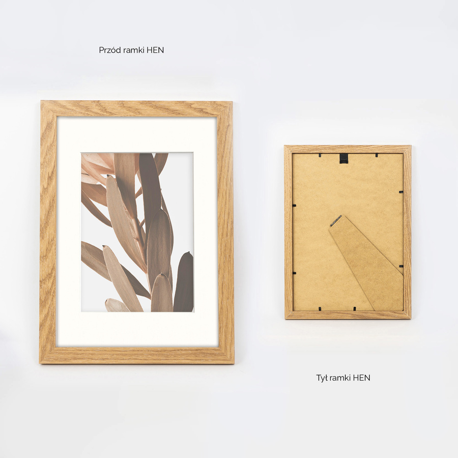 Naturalna ramka z passe partout na zdjęcia w rozmiarze 21x29,7 cm z okienkiem passe partout 15x21 cm