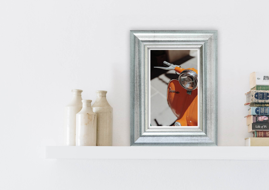 Ramka drewniana VIESTE 2076, szlachetna fotoramka na zdjęcia, plakaty lub obrazy - kolor srebrny