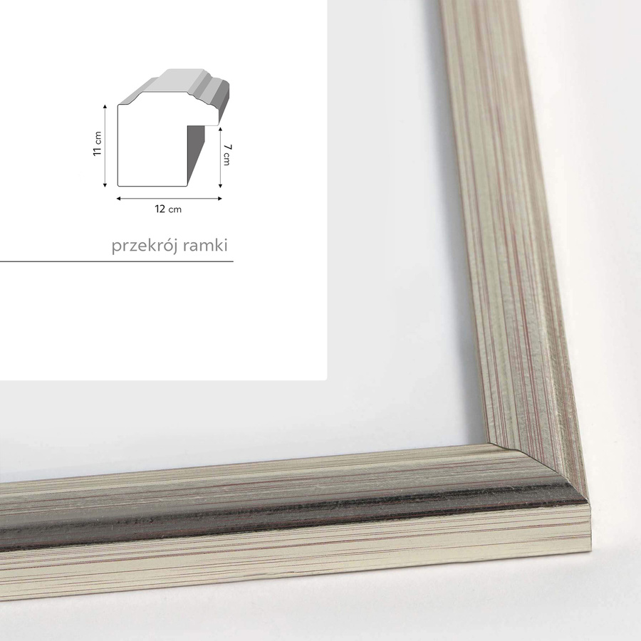 Ramka drewniana PRESTO 1859, szlachetna fotoramka na zdjęcia, plakaty lub rysunki - kolor srebrny