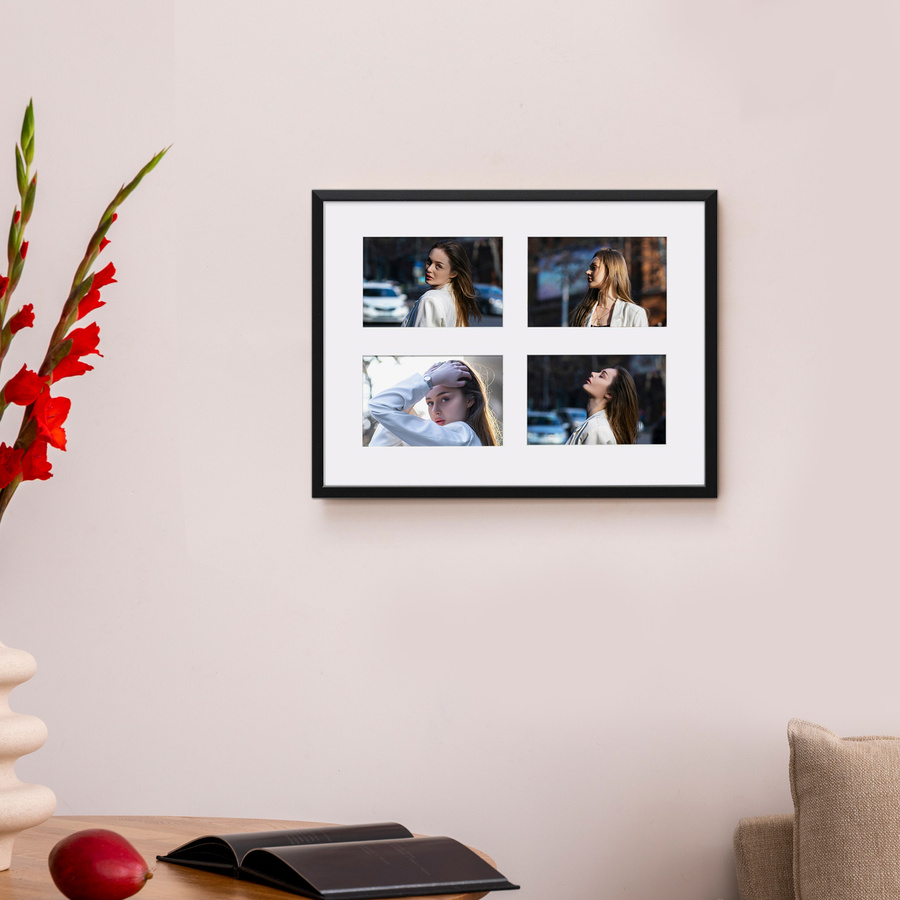 Ramka drewniana galeria passe-partout Black 30x40 A - kolor czarny