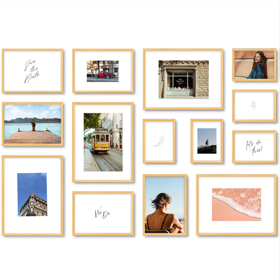 Galeria ścienna PRESTO 0 GF0001. Zestaw naturalnych ramek na ścianę