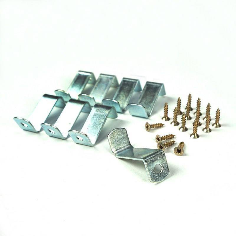 Komplet blaszek, uchwytów 32 mm do montażu podobrazi malarskich, fotoobrazów w ramy drewniane