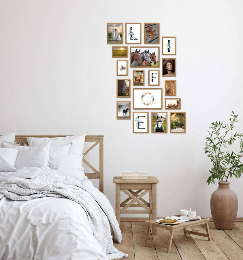 Galeria ścienna PRESTO 3 GF0006. Zestaw naturalnych ramek na ścianę