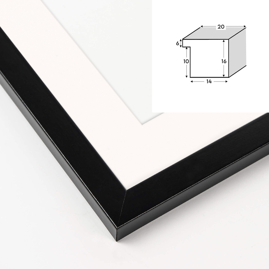 Czarna ramka z passe partout na zdjęcia w rozmiarze 70x100 cm z okienkiem passe partout 50x70 cm