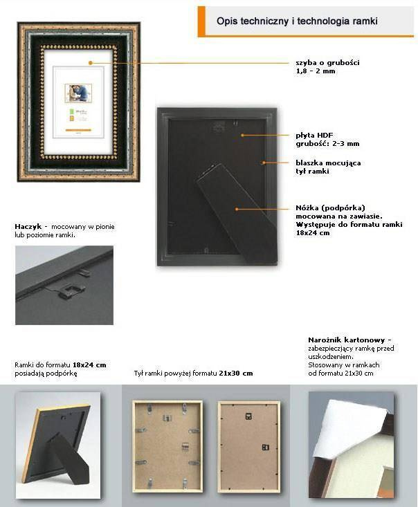 Ramka drewniana PATERNO 2124, ozdobna fotoramka na zdjęcia, plakaty lub obrazy - kolor czarny, złocenia