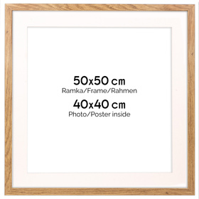 Naturalna ramka z passe partout na zdjęcia w rozmiarze 50x50 cm z passe partout 40x40 cm