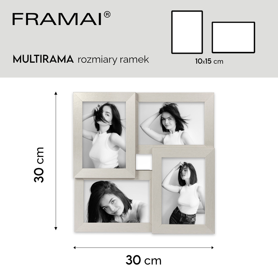 Multirama HEN SILVER zestaw ramek 4 X 10x15 cm srebrna