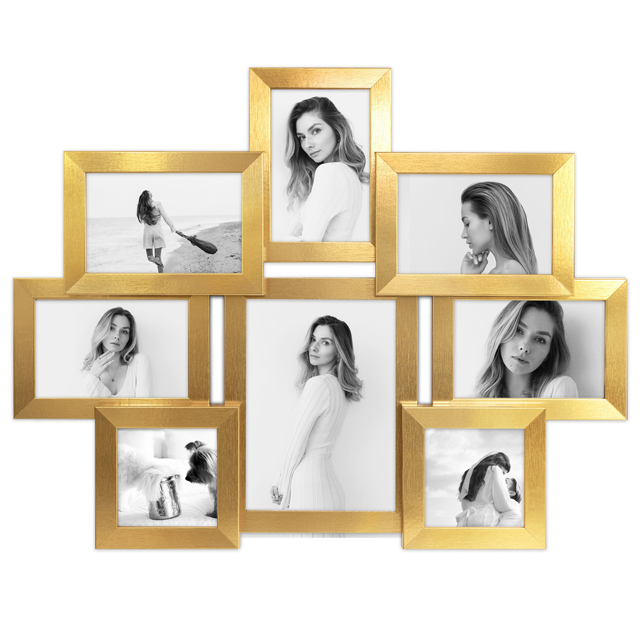 Multirama w złotym kolorze MULTI HEN Z na 8 zdjęć ramka na zdjęcia