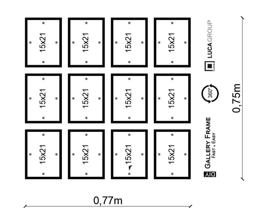 Zestaw ramek PINIA 3 GF0019 - galeria ramek na 12 zdjęć