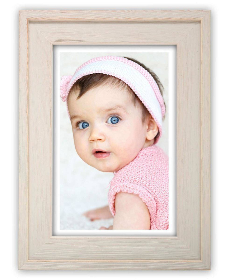 Ramka drewniana RIVOLI 2958, nowoczesna fotoramka na zdjęcia, plakaty lub rysunki - kolor kremowy przetarcia