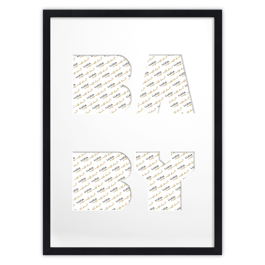 Ramka na zdjęcia BABY czarna. Ramka z passe partout o rozmiarze 30x40 cm