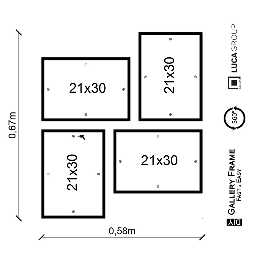 Zestaw ramek PINIA 3 GF0044 - galeria ramek na 4 zdjęcia