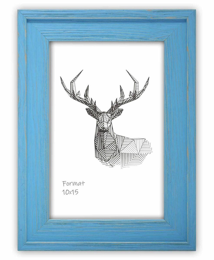 Ramka drewniana RIVOLI 2962, nowoczesna fotoramka na zdjęcia, plakaty lub rysunki - kolor błękitny przetarcia