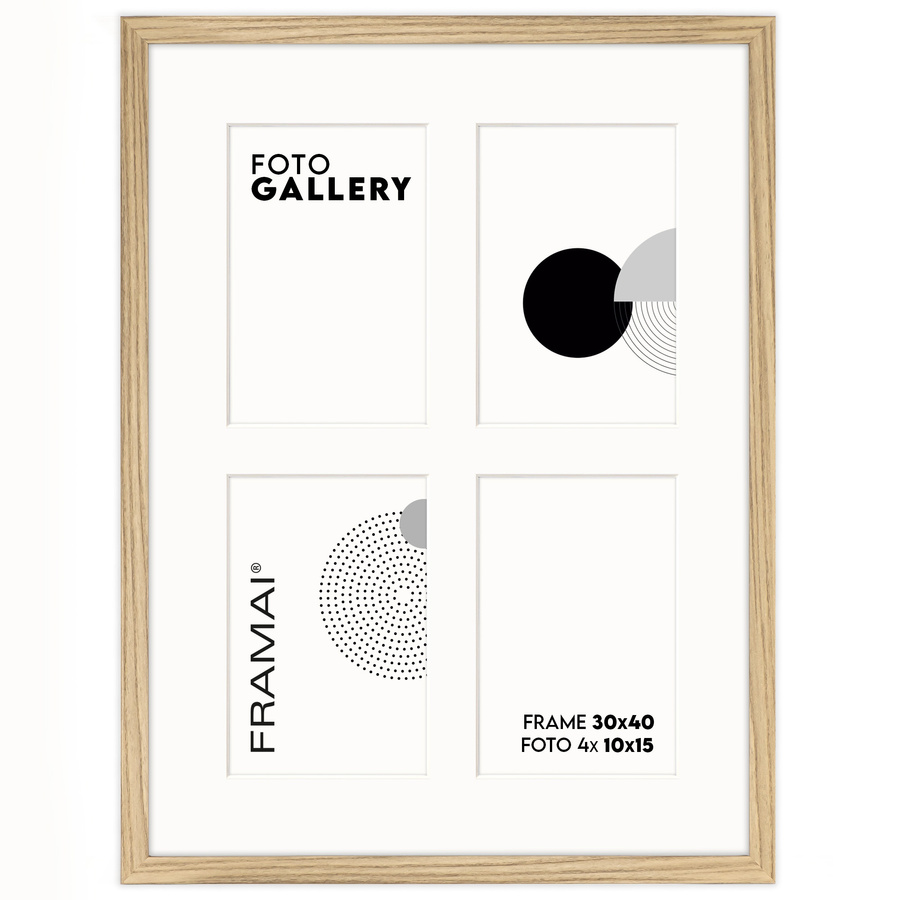 Foto galeria 30x40 cm na 4 zdjęcia o wymiarach 10x15 cm w dębowym kolorze