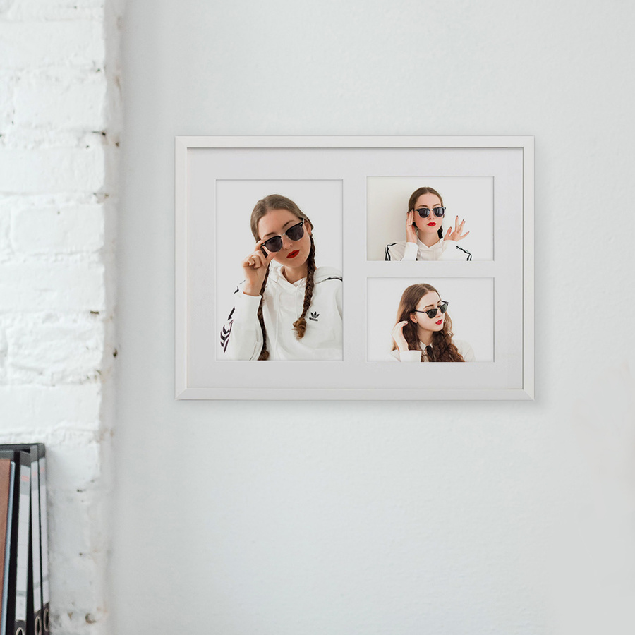 Ramka drewniana galeria passe-partout White 28x39 - kolor biały