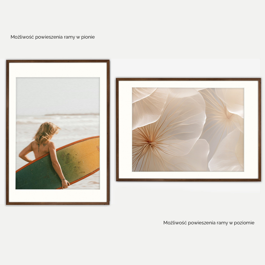 Ramka z passe partout na zdjęcia w rozmiarze 70x100 cm z okienkiem passe partout 60x80 cm