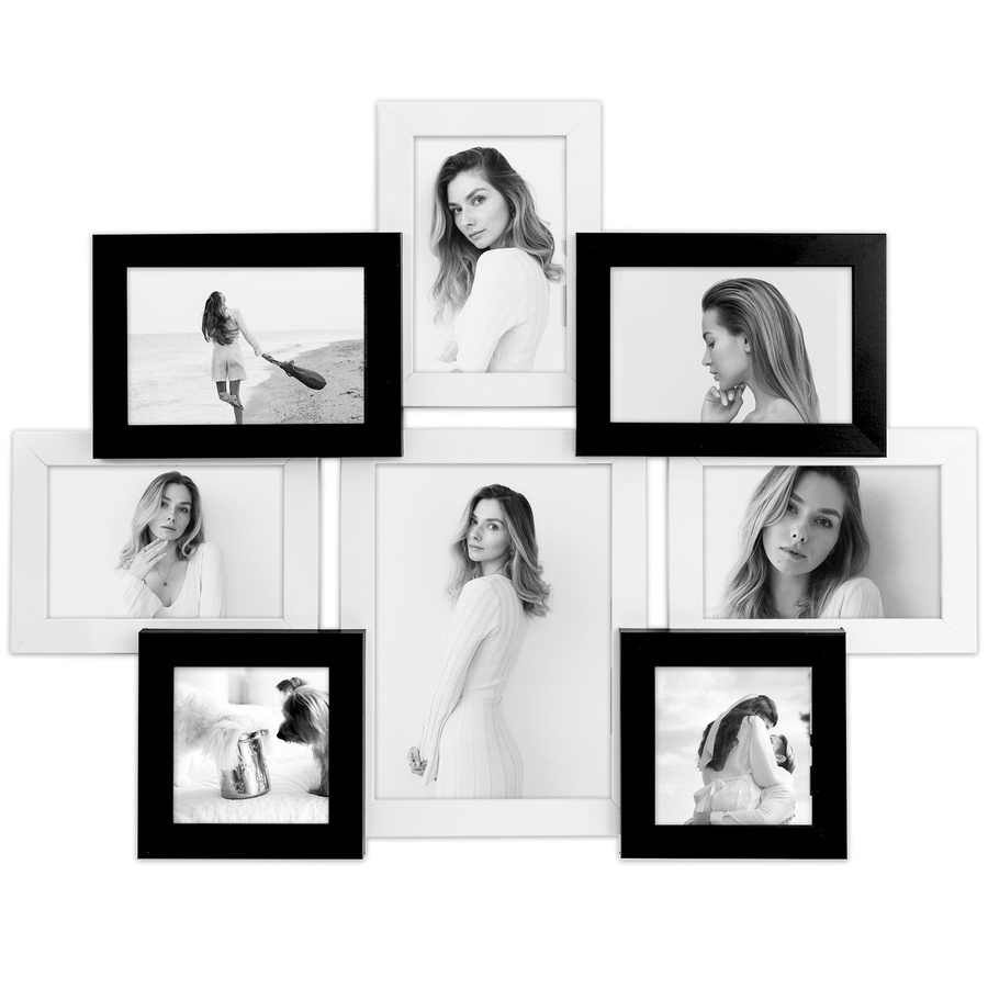 Multirama w czarno-białym kolorze MULTI HEN 1-2 na 8 zdjęć ramka na zdjęcia